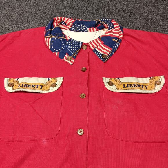 Vintage Liberty Shirt Women Extra Large Red Corduroy Western Collared Rodeo - Picture 2 of 7